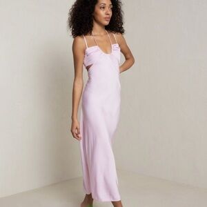 ALC Pastel Powder Pink Sienna Cut-Out Satin Midi Slip Dress – US 0 / XS NWT